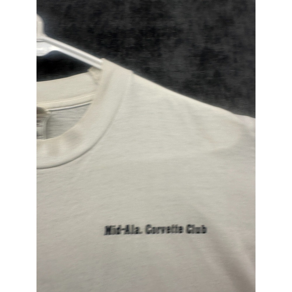 Vintage Fruit Of The Loom T Shirt Mens Medium White Mid-Alabama Corvette Club - Picture 5 of 14